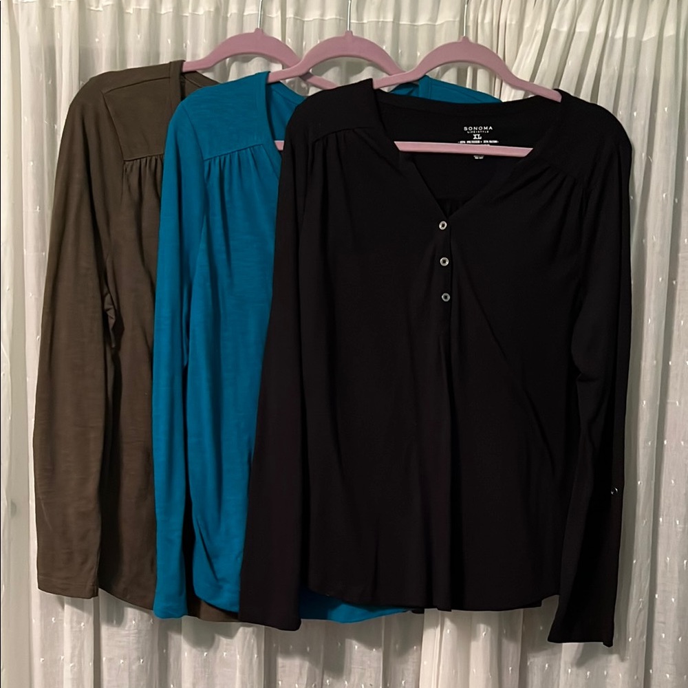 Women's Sonoma XL Long Sleeve Tops - Black, Blue, and Olive